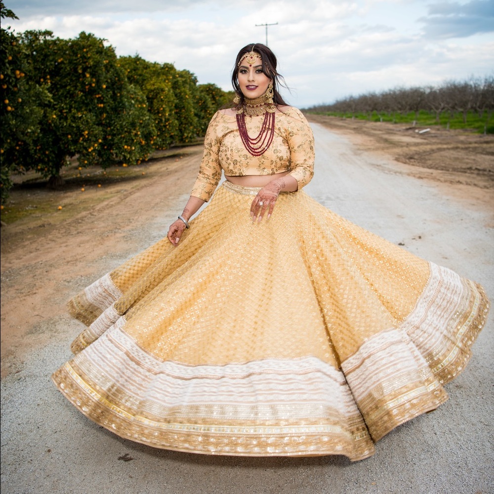 Golden Lehanga Indian Dress